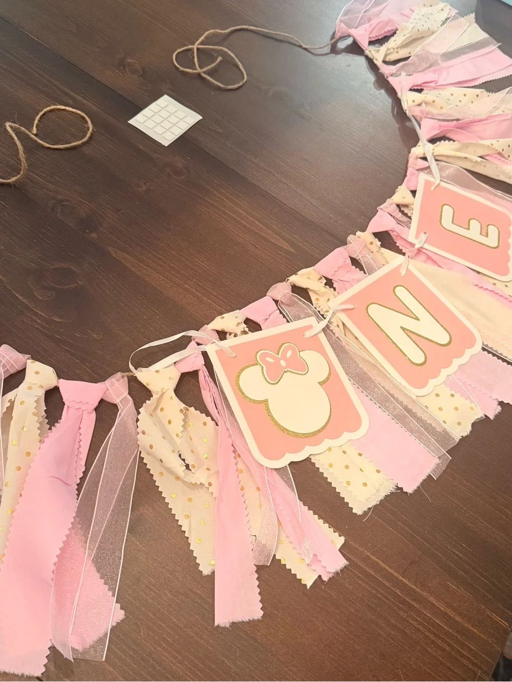 Pink Minnie Baby 1st First Birthday Party Banner Garland Disney Decoration